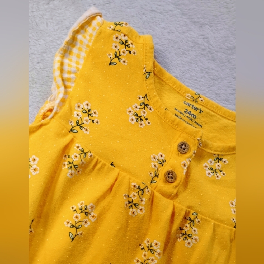 Carter's Sunny Yellow Onesie with Floral Accents